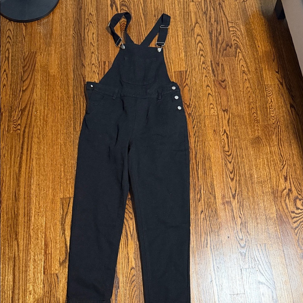 Women's Black Denim Overalls